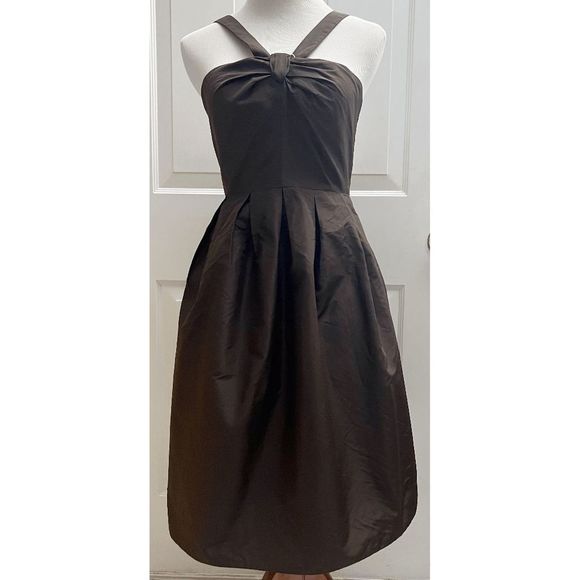 J. Crew Women's Size 2 Chocolate Brown 100% Silk Cocktail Evening Dress NWT - Picture 1 of 5